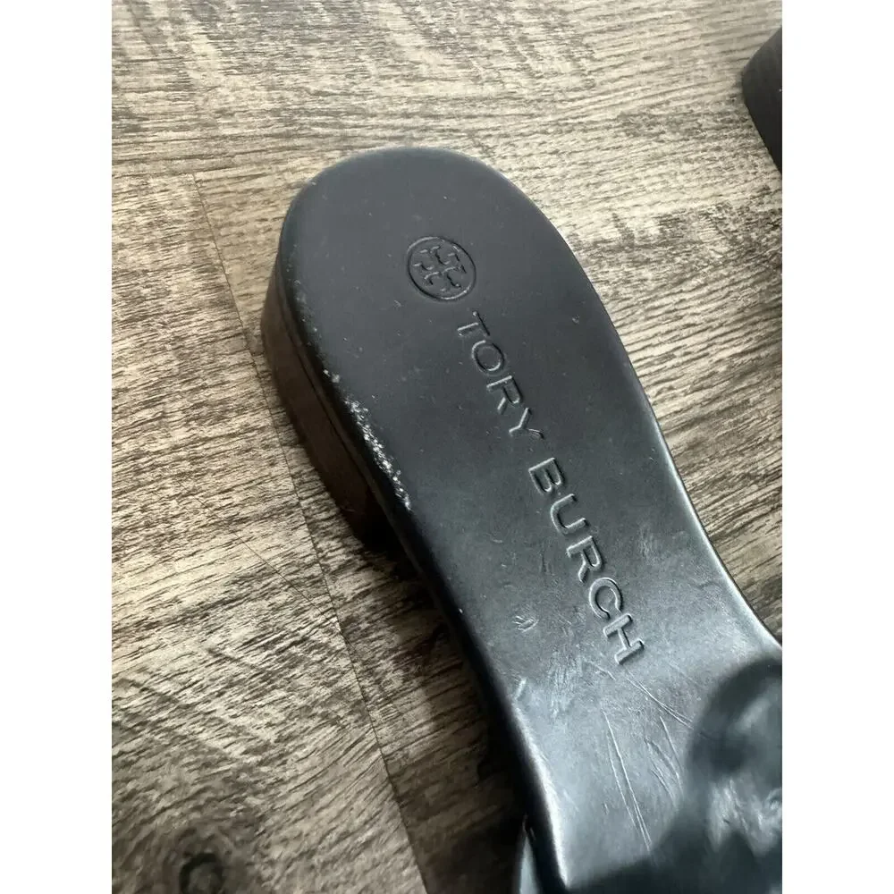 Tory Burch Womens Bombe Miller Slide Sandal Calf Leather Grey Size 7M - Picture 2 of 13